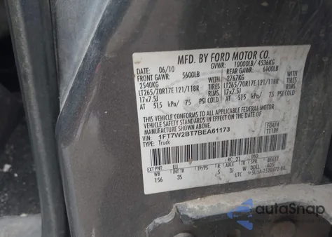 2011 Ford F-250 Xlt z USA, uszkodzony, nr VIN 1FT7W2BT7BEA61173